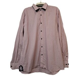 COOGI Luxe XL Pink Geometric Print Long Sleeve Button Up Shirt‎